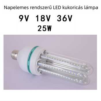 25W napelemes LED kukorica lámpa 9V/18V/36V bemenethez, kerthez és utcai világításhoz