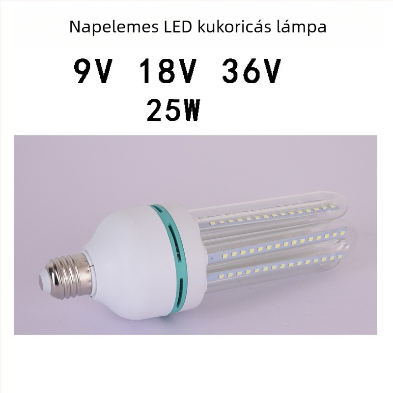 25W napelemes LED kukorica lámpa 9V/18V/36V bemenethez, kerthez és utcai világításhoz