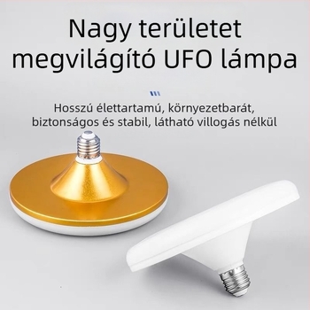 Nagy átmérőjű LED izzó, repülő tányér alakú, fehér fény, E27 foglalat, beltéri energiatakarékos világítás