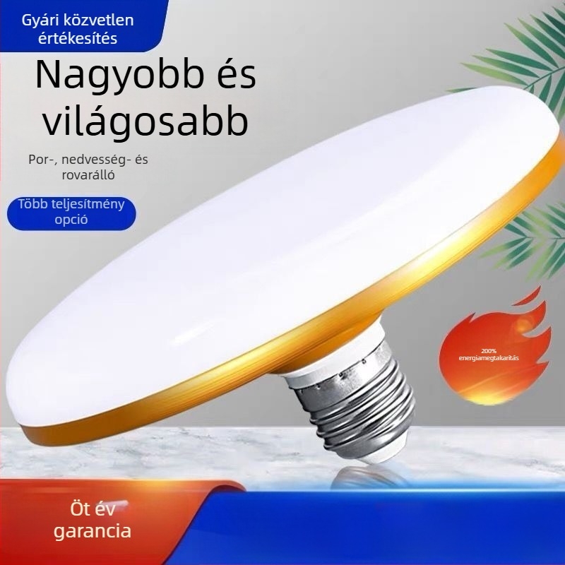 Nagy átmérőjű LED izzó, repülő tányér alakú, fehér fény, E27 foglalat, beltéri energiatakarékos világítás