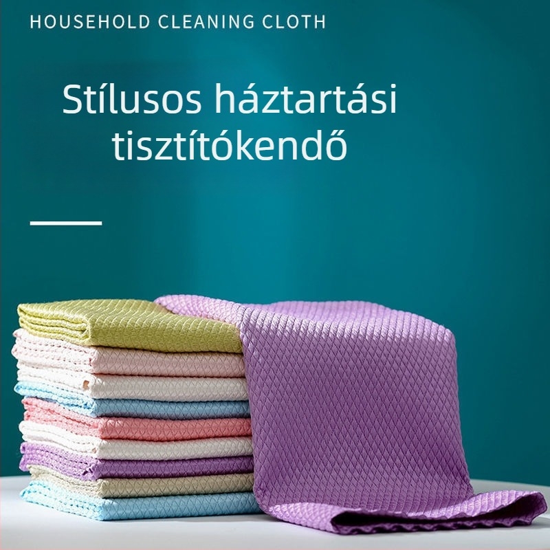 Halak pikkelyes mintázatú mikroszálas kendő üveg- és tükörtisztításhoz, csíkmentes, nedvszívó, alkalmas tálak és poharak, hátsó tükör, erős törlés