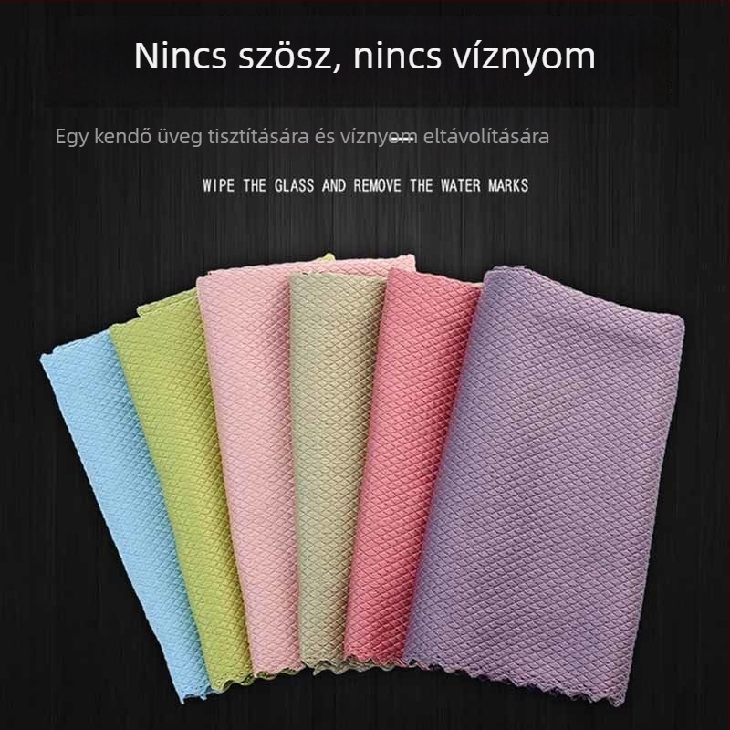 Halak pikkelyes mintázatú mikroszálas kendő üveg- és tükörtisztításhoz, csíkmentes, nedvszívó, alkalmas tálak és poharak, hátsó tükör, erős törlés