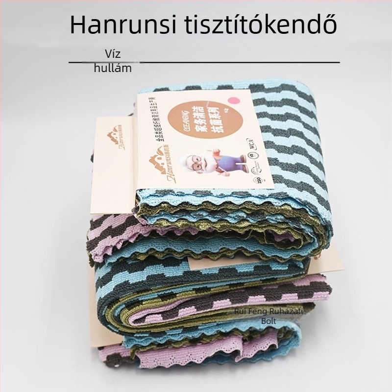 Han Runsi konyhai törlőkendő edényekhez, csíkos mintázatú, nedvszívó, szöszmentes, olajfoltálló, felületek tisztításához