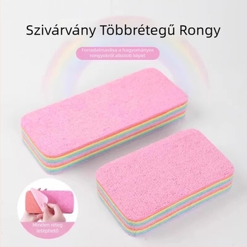 Szivárvány színű, többszörös vastagságú mikroszálas törlő kendő edényekhez és konyhai tisztításhoz; nedves és száraz használatra, olaj- és foltálló