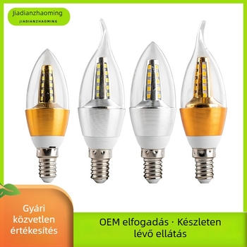 LED gyertyaizzó E12/E14/E27 aljzattal, energiatakarékos, 110–220V, 180° fénysugár, alumínium ház, 8000 lm