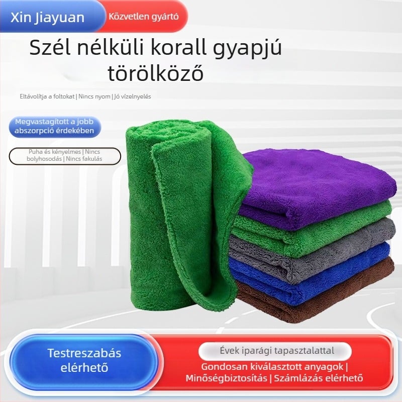 Nagy sűrűségű coral fleece törölköző vágott éllel, nem fakul ki, nem szöszöl, puha, nedvszívó arctörölköző és háztartási használatra