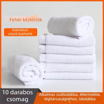 10 darabos fehér, kis négyszögletes pamut törölköző, szállodákhoz, éttermekhez és utazáshoz