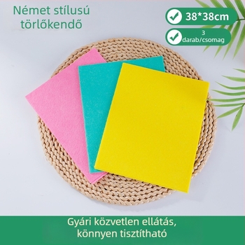Német stílusú tisztító kendők, nem szőtt anyagból, szöszmentes, 38×38 cm, 3 darabos készlet (különböző színek)