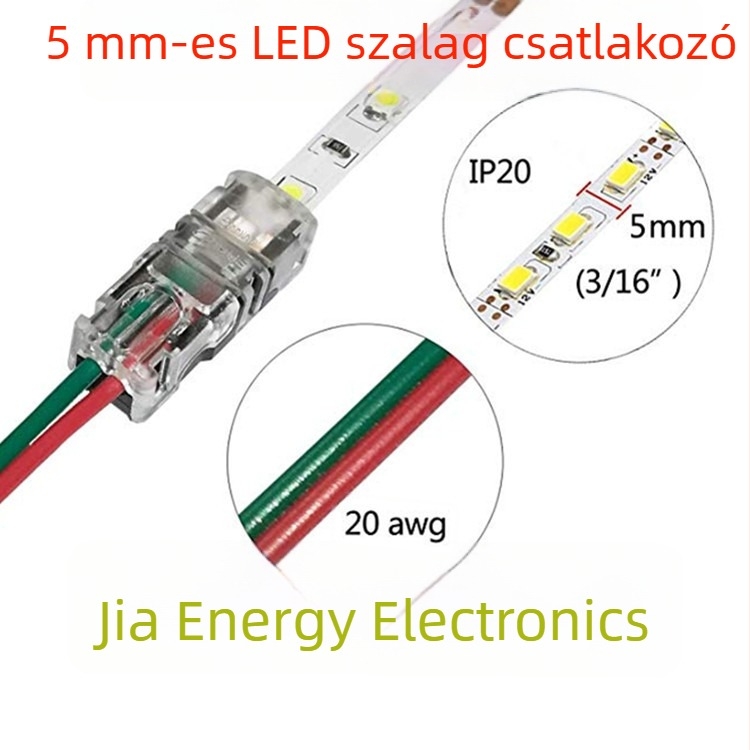 LED 2P 5mm 3528 bare-board LED szalag gyors csatlakozóval, forrasztás nélkül, Hippo csat