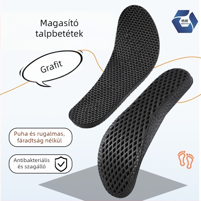 Magasító talpbetét nagy rugalmassággal, izzadság- és dezodoráló sporttalpbetét, PU méhsejt szerkezet, csúszásmentes, uniszex