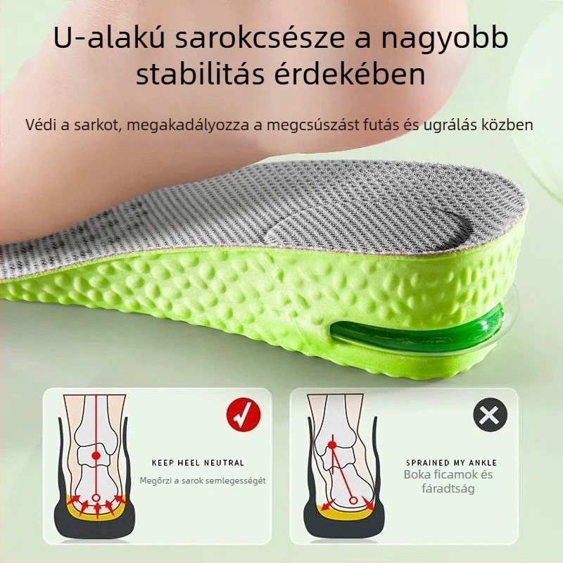 Légpárnás magasságnövelő talpbetét férfiaknak és nőknek, sportos ütéscsillapítás, fáradtságmentes, láthatatlan belső magasság, teljes hosszúságú, szagtalan