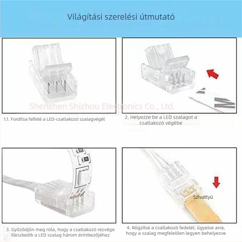 RGBWCCT LED színes fénycsík forrasztásmentes kristálycsatoló csatlakozó, 6 tűs, 12 mm, gyors csatlakozás