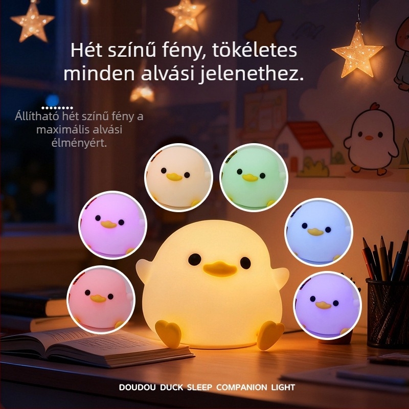 Doudou Duck gyerekeknek szánt éjjeli lámpa, újratölthető szilikon érintéses világítótest, hangulatvilágítás az éjjeliszekrényhez
