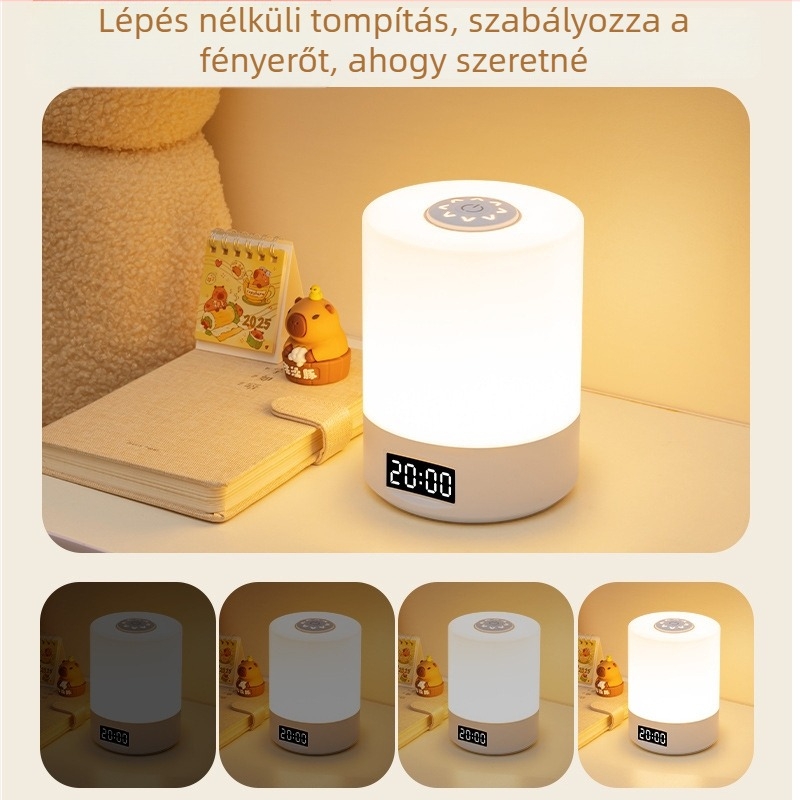 Éjjeli lámpa az éjjeliszekrényhez, fény a baba etetéséhez szemvédő funkcióval, környezeti világítás, beépített akkumulátor, érintésre kapcsolható, modern geometriai dizájn