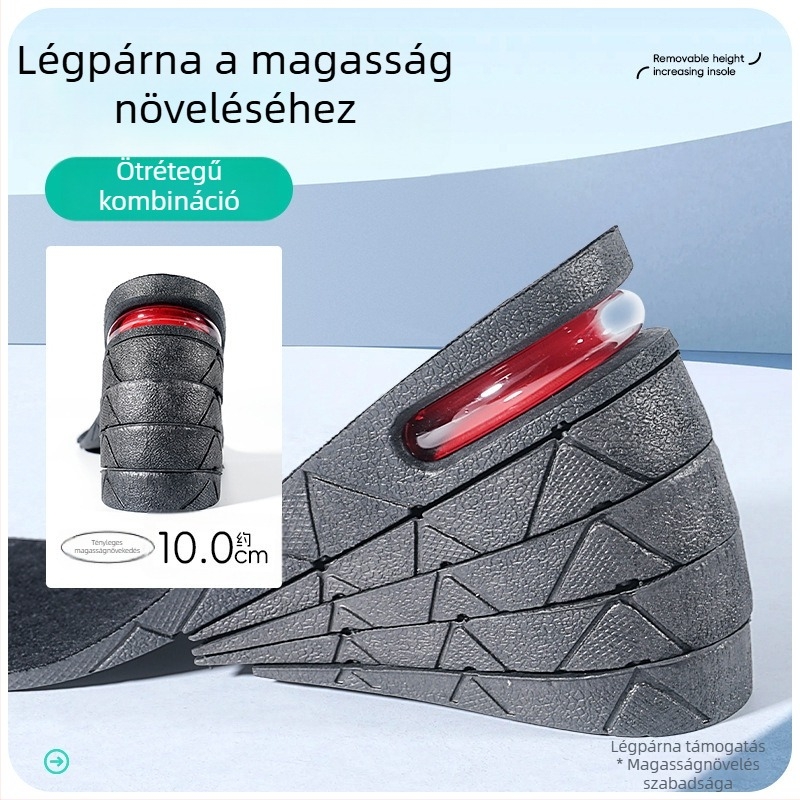 Öt rétegű állítható láthatatlan magasság-emelő talpbetét levehető légpárnás rétegekkel