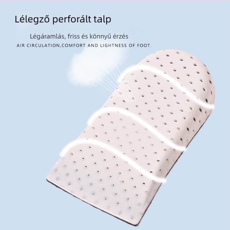 EVA magasságot növelő talpbetét, légáteresztő, ütéscsillapító, fél-talpbetét, csúszásmentes, hosszú állásra