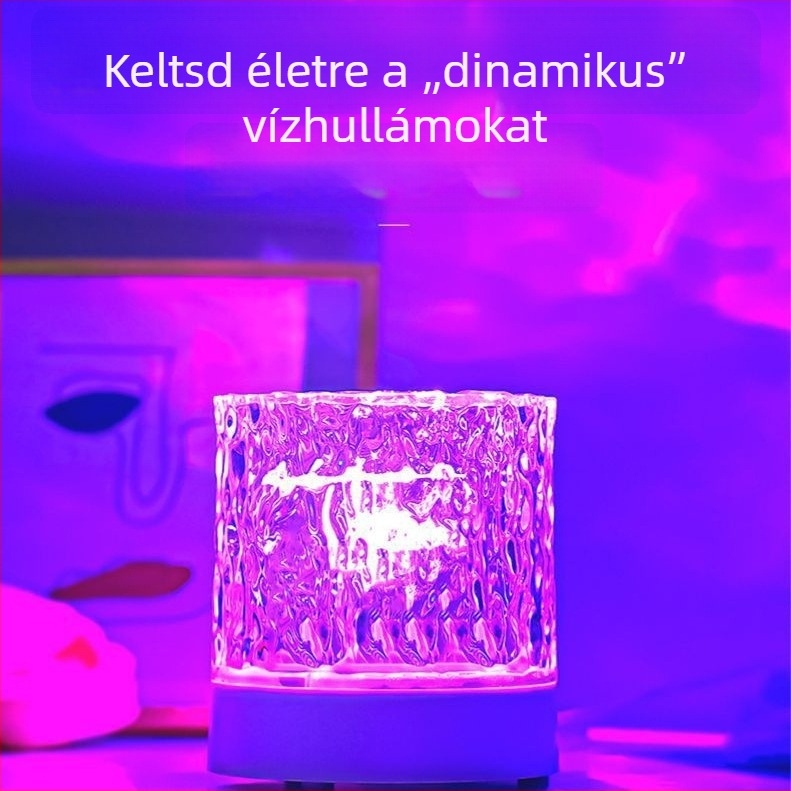Vízhullámokat idéző hangulatlámpa, forgó, újratölthető éjjeli lámpa hálószobába, romantikus ajándék, csillagos ég projekciós lámpa