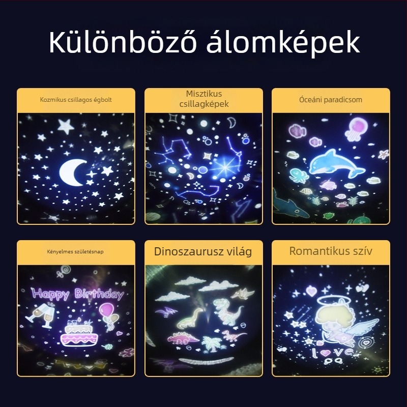 LED égbolt-projektor, forgó éjjeli lámpa – kreatív ajándék Valentinnapra és gyerekek születésnapjára