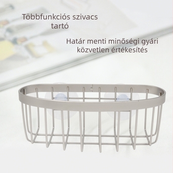 Pezsgőszínű rozsdamentes acél huzalból készült konyhai mosogató tartó, vákuumcsipeszek a szivacs és a törlőkendő számára, lecsöpöztető állvány