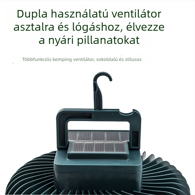 LED kemping ventilátor világítás állvánnyal, napelemes töltés, kültéri használathoz