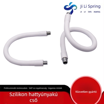 Gooseneck cső asztali lámpához, fehér szilikonból készült fémcső, Ø8–10 mm, külső M6/M8 menet