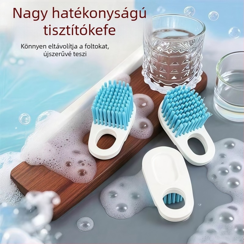 Japán stílusú tisztító kefe pohárhoz és edényekhez, sűrű, kemény sörtékkel, csúszásmentes nyél, cipőtisztító kefe, többfunkciós tisztító eszköz