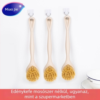 Miaojie Hosszú nyelű edény- és tálkefé, természetes sizál rostból, zsírtalanításra