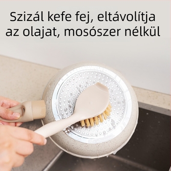 Miaojie Hosszú nyelű edény- és tálkefé, természetes sizál rostból, zsírtalanításra