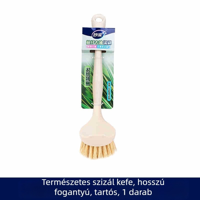 Miaojie Hosszú nyelű edény- és tálkefé, természetes sizál rostból, zsírtalanításra