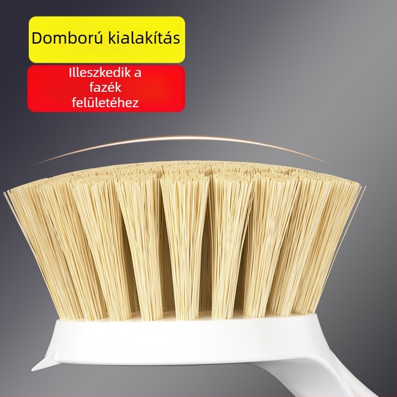 Hosszú nyelű fazekakefe, konyhai edények tisztításához, átlátszó nyéllel