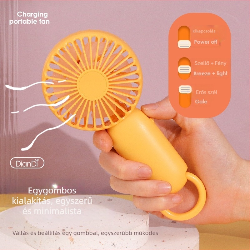 Kézben tartható USB újratölthető mini ventilátor, candy színek, kompakt, hordozható