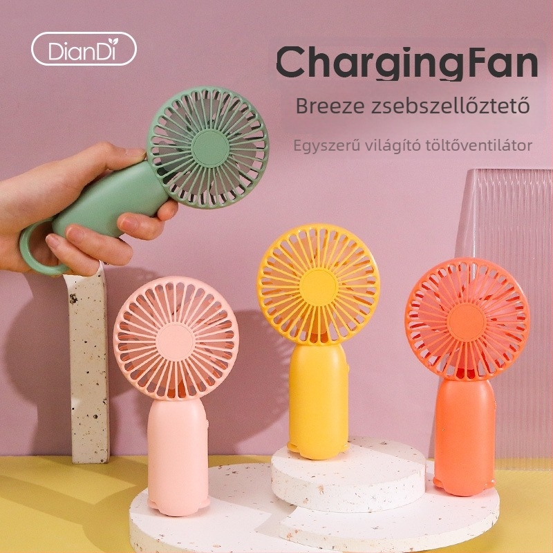 Kézben tartható USB újratölthető mini ventilátor, candy színek, kompakt, hordozható