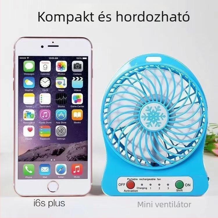 Csendes kézi USB mini ventilátor, hordozható és újratölthető