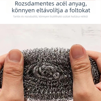 Rozsdamentes acél huzalos tisztító gömbök, 6 darabos készlet, konyhai edényekhez
