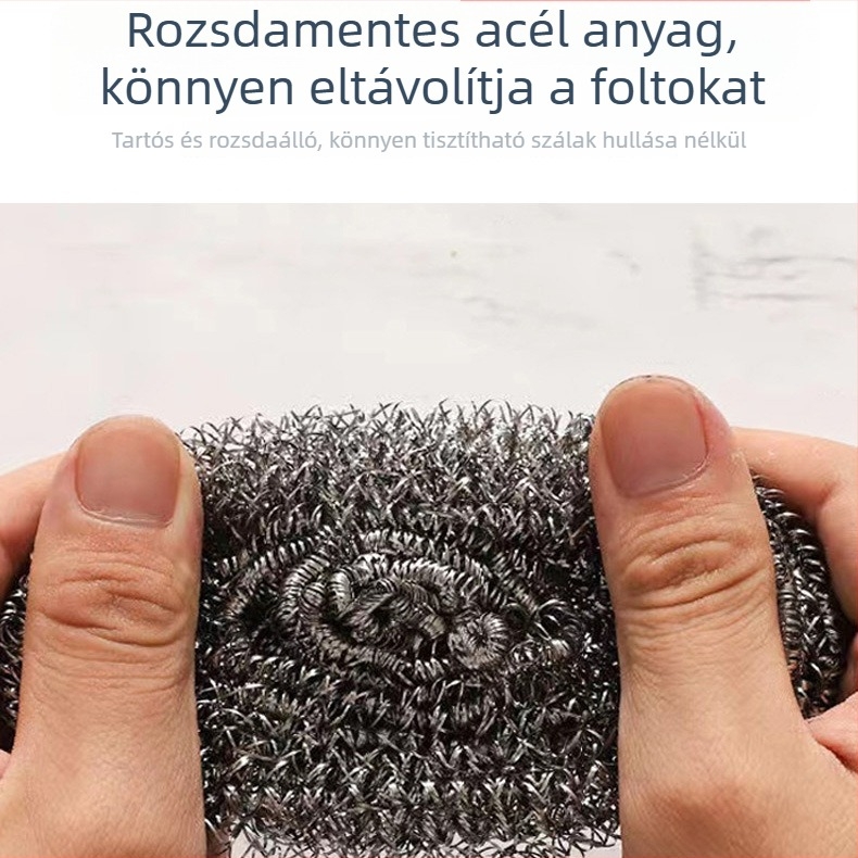 Rozsdamentes acél huzalos tisztító gömbök, 6 darabos készlet, konyhai edényekhez