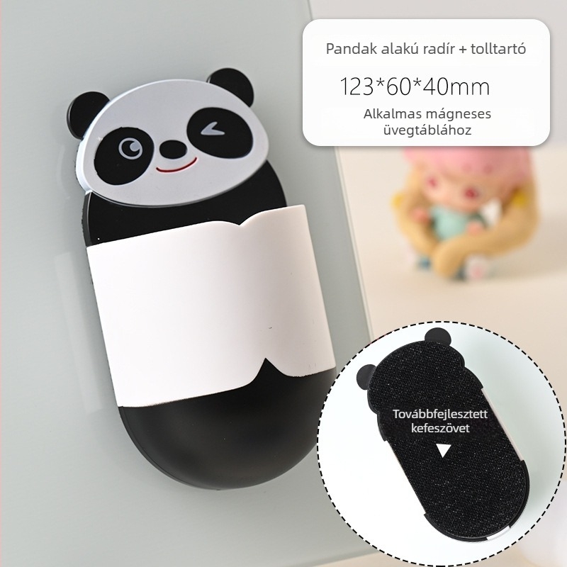 Mágneses fehértábla radír tolltartóval – rajzolt Panda, kétfunkciós gyerekeknek és tanároknak
