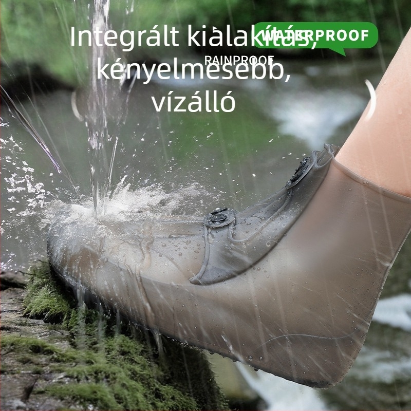 Vízálló szilikon cipővédők esős időkre, csúszásmentes, kültéri használatra, uniszex, magas szárú, erős talppal