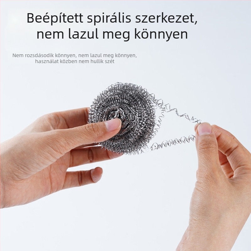 Rozsdamentes acéldrót gömbök, 6 db, konyhai tisztításra és edények mosogatására, folteltávolításra