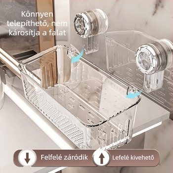 Fali vákuumos csészés fürdőszobai tároló kozmetikumok számára, ipari kivitelben