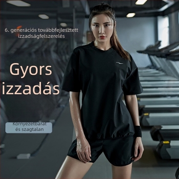 Női nyári edzésruha szett: rövid ujjú felső és rövidnadrág, laza szabás, edzőterembe, futáshoz, jógához és tánchoz