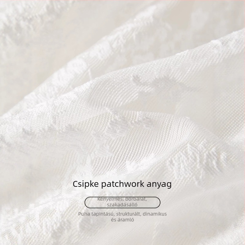 Női csipkés patchwork és hálós szövetű A-vonalú szoknya, nyár 2026