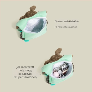 Nylon iskolai hátizsák plüss kutyus és pingvin mintával