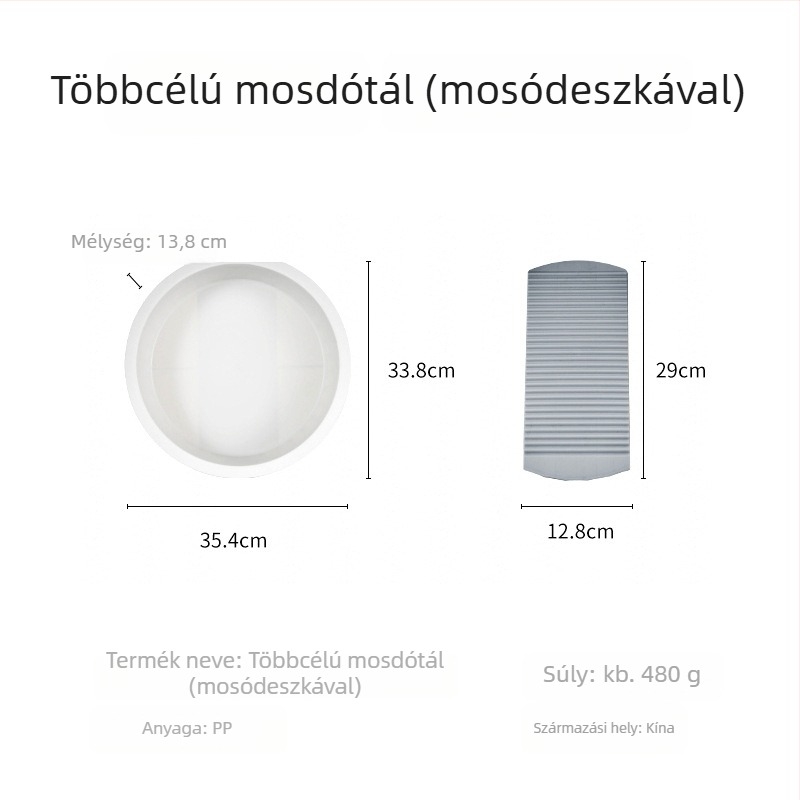 Japán stílusú műanyag mosótál beépített mosódeszkával, otthoni és kollégiumi használatra