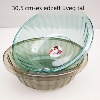 3307 Kör alakú, átlátszó műanyag tál, színes kristályhatású, 30,5 × 10 cm