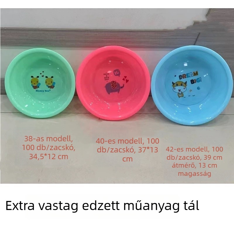 Kerek műanyag mosdókagyló arc- és lábmosáshoz, vastag falú, háztartási és kollégiumi használatra