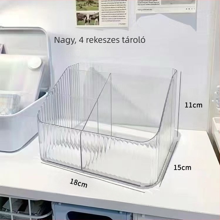 Átlátszó gyöngy eszközök tároló doboza, nagy kapacitású, 52 tartóval, tartalmaz gyöngykanalat, gyöngyírót, gyöngy tűt és gyöngy táblát