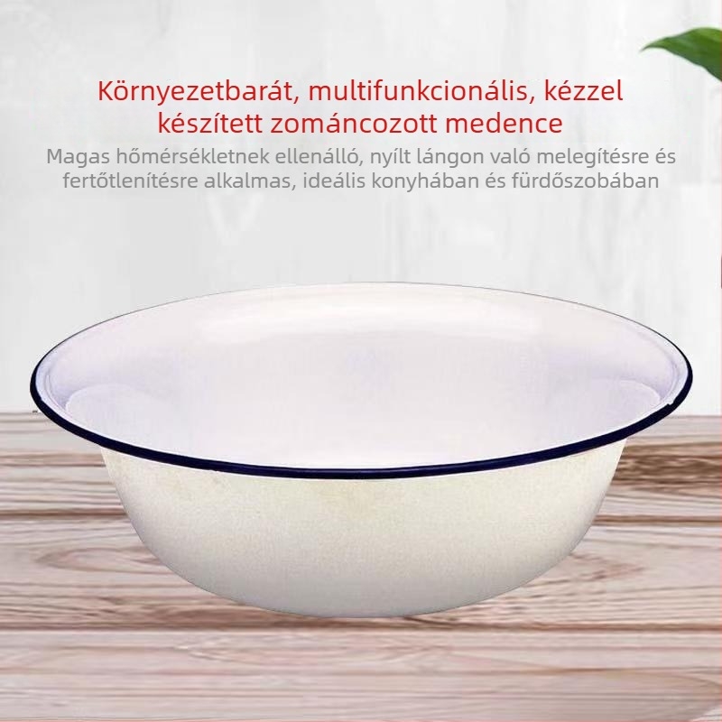 Fehér zománcos mosóedény konyhára, arcmosáshoz, zöldségekhez, ruhákhoz és rizsöblítéshez