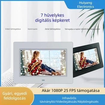 7 hüvelykes digitális fotókeret SD/USB/TF kártya támogatással, zene- és videólejátszás, TV-kimenet, örök naptár és óra