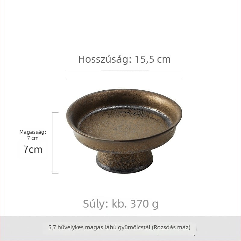Porcelán gyümölcstál magas talppal, délutáni tea nassolnivalókhoz, retro stílusban