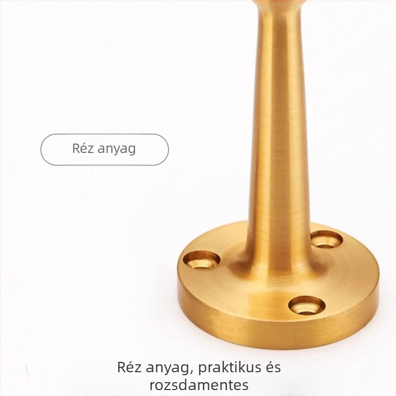 Réz színű mágneses ajtóstop gumírozott toppal, falra szerelhető, ütközésgátló üvegajtókhoz